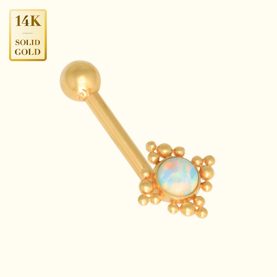 Piercing corporal Christina Venus 14G oro macizo 4 mm redondo ópalo floral forma L Foto 2 de 2