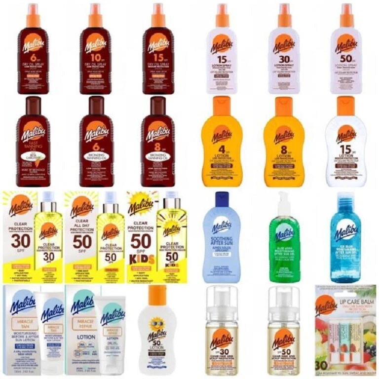 Malibu Clear Protect Tanning Suncare Oil Continuous Lotion Spray and more