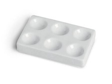 Single White Spot Plate Porcelain with 6 Wells Marble Display, Crafts, Lab Use