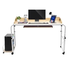 Over bed Table Desk Rolling Height Adjustable Laptop Computer Desk Cart For Home