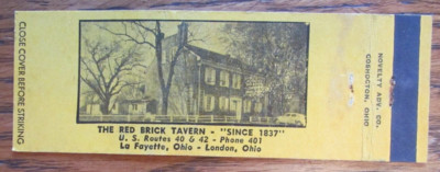 LAFAYETTE, OHIO MATCHBOOK COVER: RED BRICK TAVERN FULL LENGTH EMPTY MATCHCOVER D