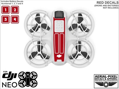 Strisce da corsa DJI Neo con adesivi per batteria numero #1-4 Strisce da corsa DJI Neo con adesivi per batteria numero #1-4