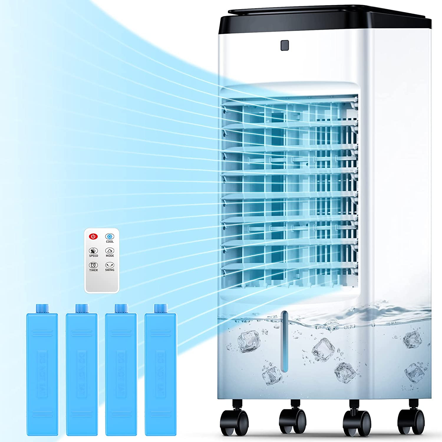Evaporative Air Cooler, 3-IN-1 Air Conditioner Portable for Room W/ 4 Modes & 3