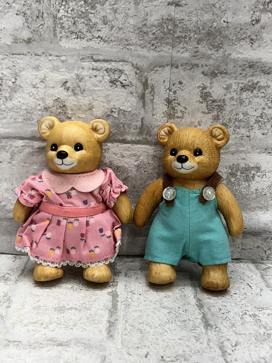 Vintage HOMCO Bear Figurines Fully Articulated Set Of Two Ceramic