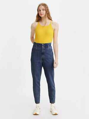 LEVIS Jeans Womens 14 (32) Blue 80's High Rise Paperbag Taper Retro Skater NEW