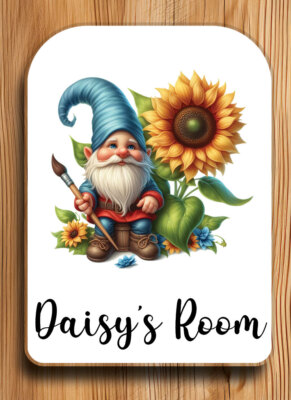 Personalisierter Sonnenblumenwichtel Schlafzimmer-Kinderzimmer-Spielzimmer-Türschild-individuelles Schild