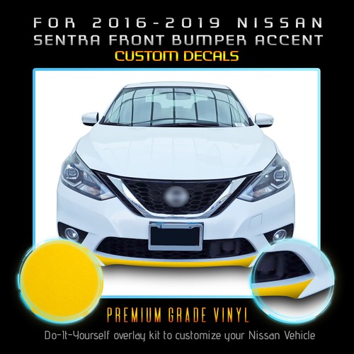 For 2016-2019 Nissan Sentra Front Bumper Lip Accent Overlay - Flat Matte Vinyl - Picture 13 of 17
