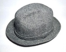 DORFMAN PACIFIC HERRINGBONE WOOL BLEND FEDORA HAT SIZE MEDIUM BROWN VINTAGE