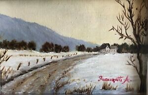 Quadro Olio Su Tela Paesaggio Invernale 15 X 10 Dipinto A Mano Ebay