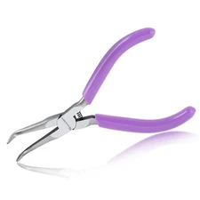 SPEEDWOX Bent Needle Nose Pliers With Serrated Jaw Mini Bent Long Nose Pliers...