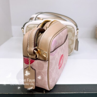 Nwt COACH Mini Jamie Camera Bag In Signature Canvas With Lips