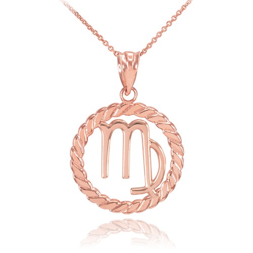 Rose Gold Virgo Zodiac Sign in Circle 