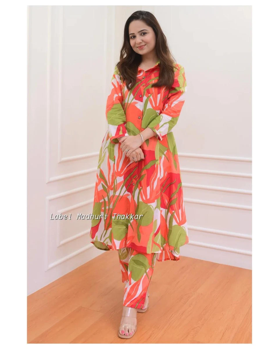 Buy Peach Rose Floral Printed Kurta With Pants - Jaipur Kurti