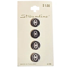 Streamline Vintage Buttons Black Grey Charcoal Round 7/16" Decorative Sewing