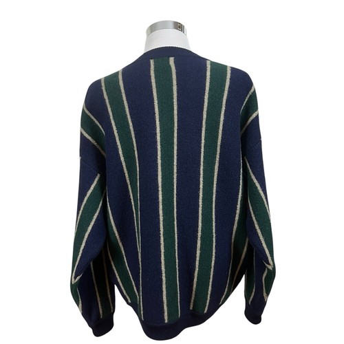 Vintage Structure Sz XL Men’s 100% Wool Cardigan Sweater Striped - Picture 4 of 7