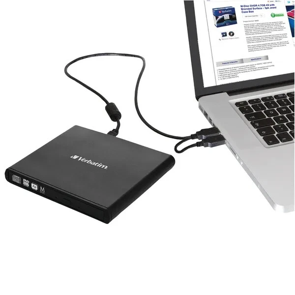 Verbatim Black Mobile DVD Rewriter USB 2.0 (Fully compliant with MDISC archive t - Image 3 of 3