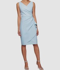 Alex Evenings Women's Blue Short Slimming Side Ruched Dress Size 12