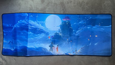 Large Gaming Mouse Pad 36x12 in, Blue Mouse Mat, Stitched Edges, Non-Slip Rubber
