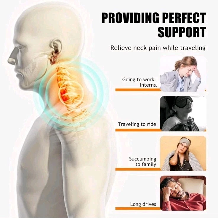 Memory Foam Travel Neck Pillow for Head Support and Comfortable Sleep