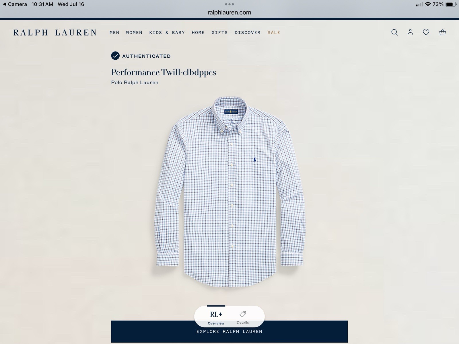 Polo Ralph Lauren Performance Twill-clbdppcs Men’s Plaid Shirt Size 2XLT/2TGL 