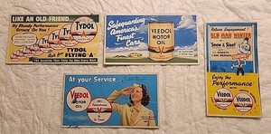 4 WWII Era Ink Blotters Veedol & Tydol Motor Oil Great Graphics