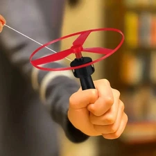 2PCS Flying Disc UFO Toys - Pull String Spinning Top Helicopter Outdoor Game