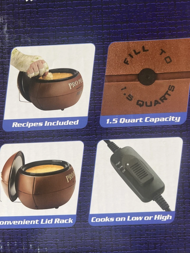 New Pro Pots Football Slow Cooker 1.5 Qts Dip Warmer FB-77 - Image 3 of 4