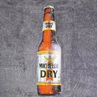 Michelob Dry Metal Beer Sign 30x8.5 Bottle Shape Bar Pub Wall Decor Vintage