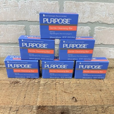 6 Johnson & Johnson Purpose Gentle Cleansing Bars - Sample Sized Soap, Blue Box