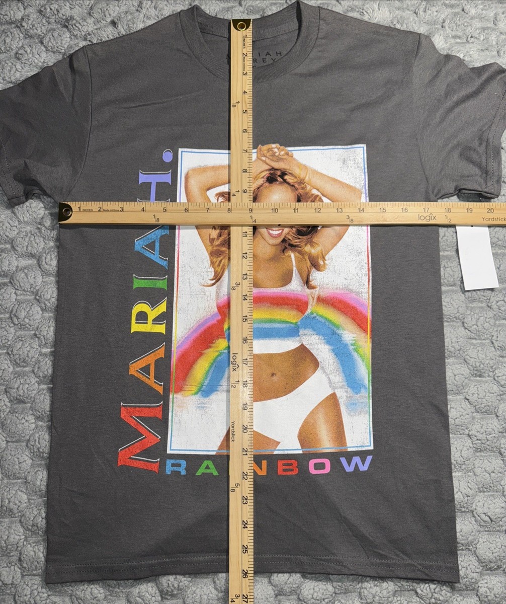 New Mariah Carey Rainbow T-Shirt Gray Charcoal Album Cover Size