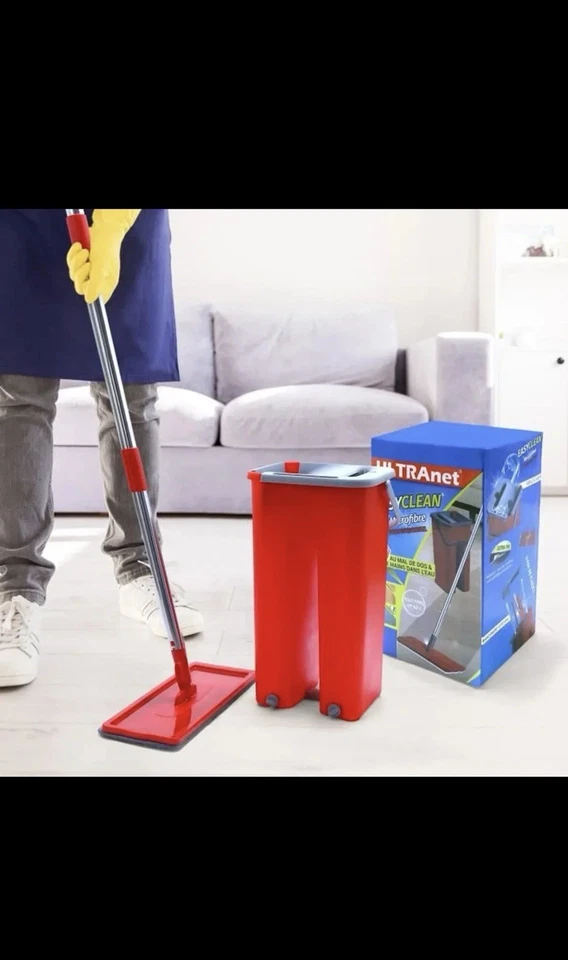 Ensemble balai et seau avec essoreuse et tampons Balai à poussière avec manche - Photo 1/1