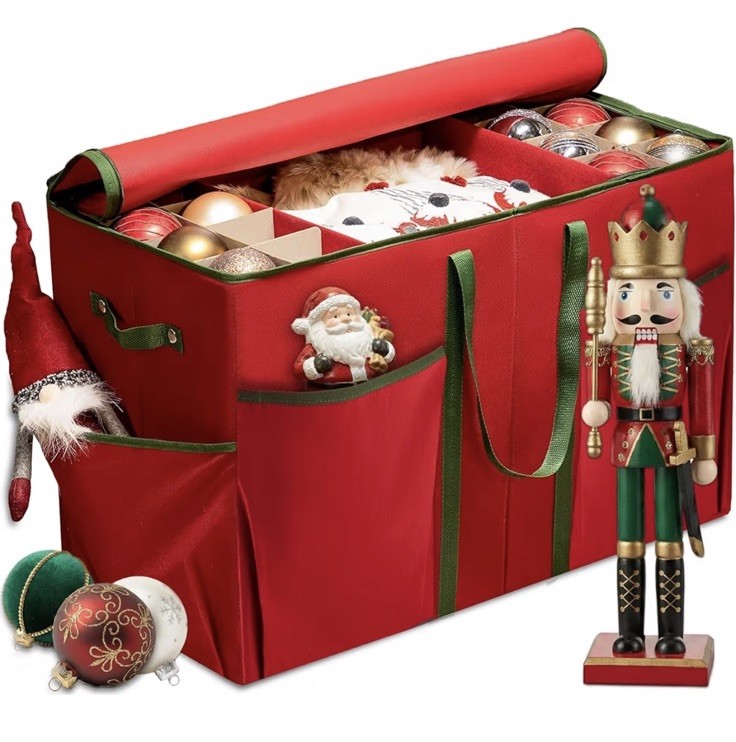 ZOBER Large Christmas Ornament Storage Box - Stores 80 3" Ornaments,