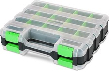 Small Parts Organizer  Storage Case Tools Box 34-Compartments Double Side Or...