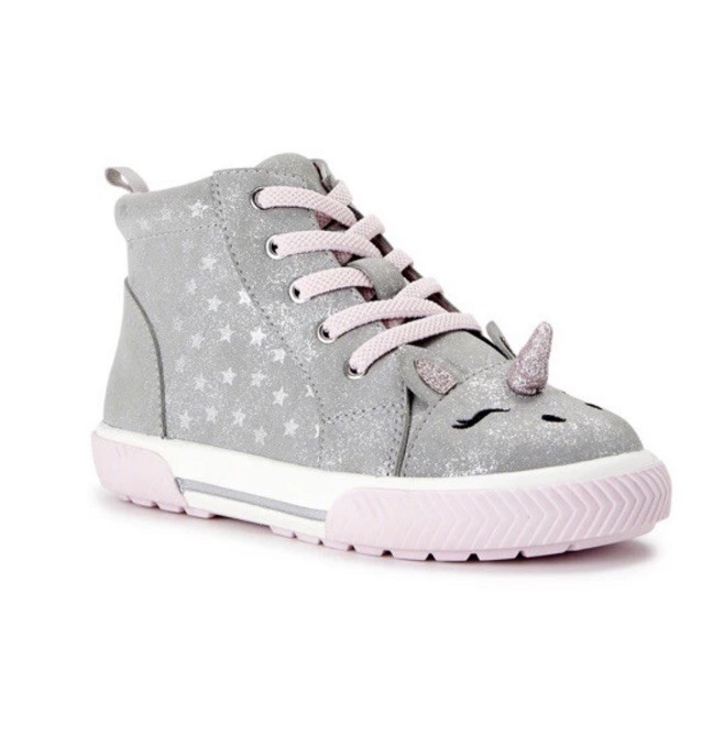 Wonder Nation Girls Silver And Pink Unicorn High Top Sneakers Sizes 7 NWT
