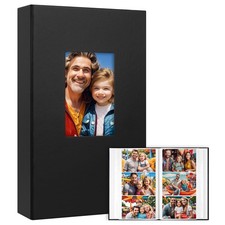 360 Pockets 6x4 Photo Album, Leather Cover, Acid-Free Pages, Black