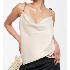 New  RIVER ISLAND  Cowl Neck Chain Strap Camisole 4