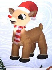 New 3.5' Rudolph Red-nosed Reindeer Christmas Airblown Inflatable Lights Gemmy