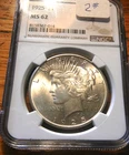 1923-P  $1 PEACE SILVER DOLLAR  "CLEAN CHEEK''  NGC MS - 62