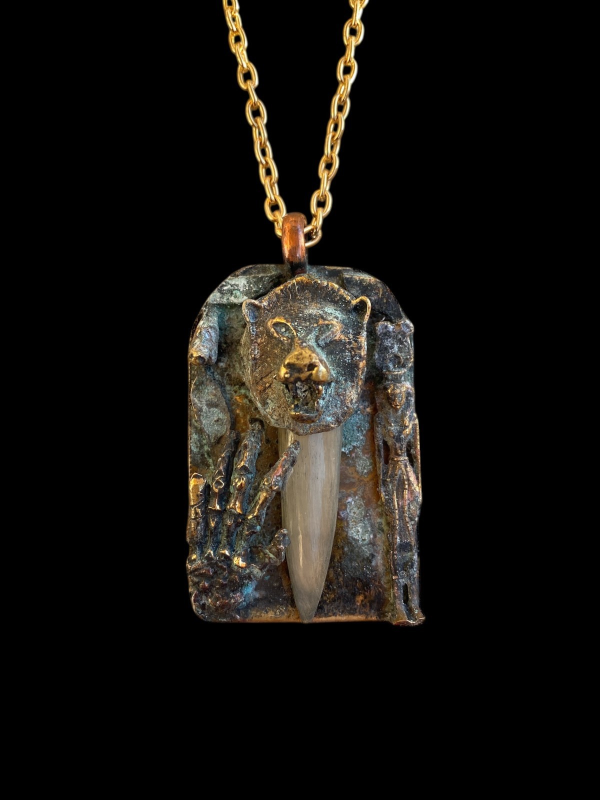 Goddess Sekhmet Vintage Pendant , Handmade Late Period Art
