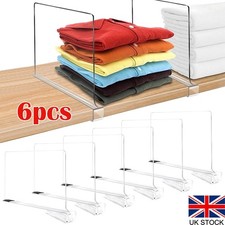 6X Clear Shelf Dividers Shelves-Closet Organizer for Handbags Clothes Kitchen