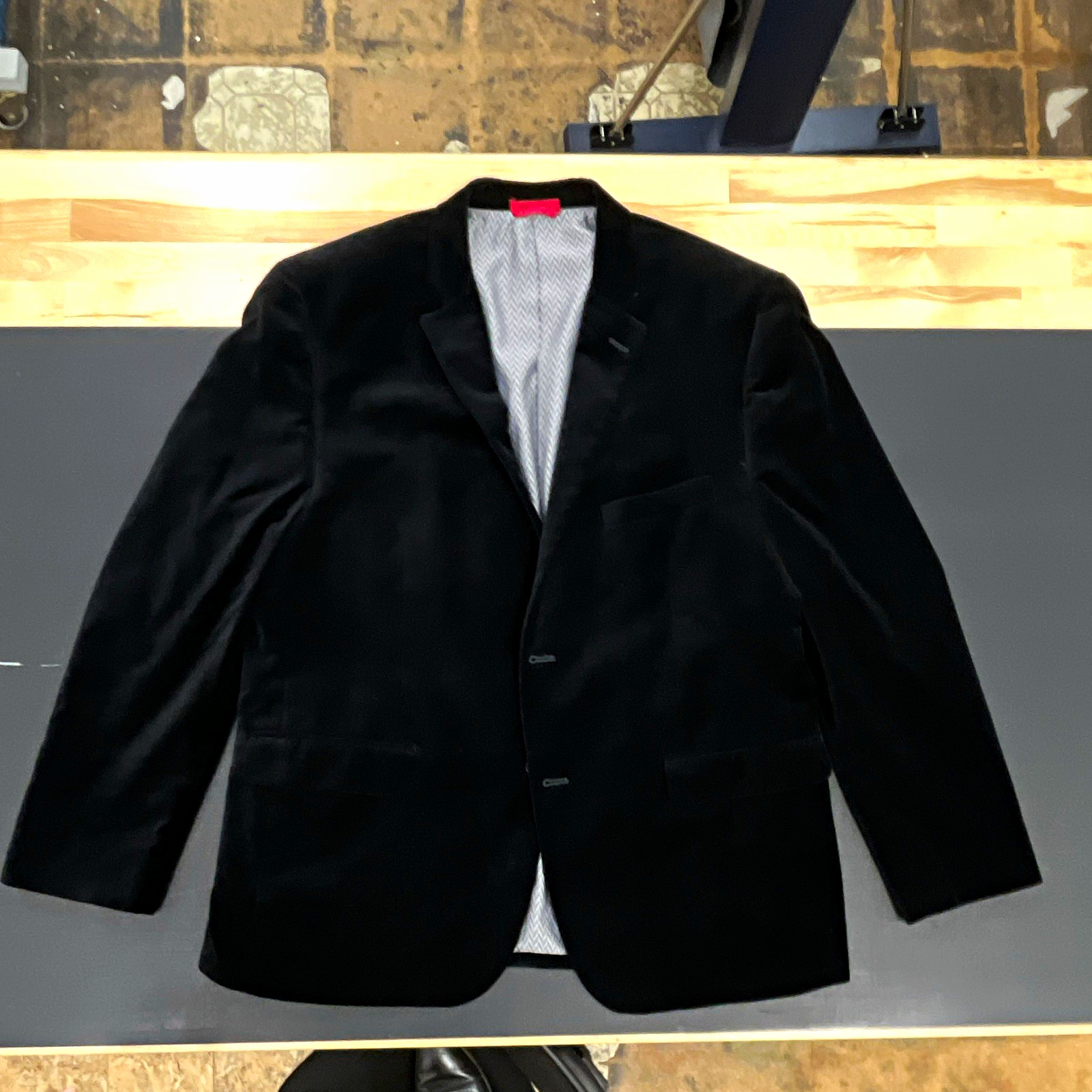 Alfani Men's Black Velvet Blazer Slim Fit 44R Single-Breasted 2-Button
