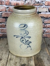 #3 Salt Glazed Stoneware Crock Bee Sting 3 Gallon 12" H