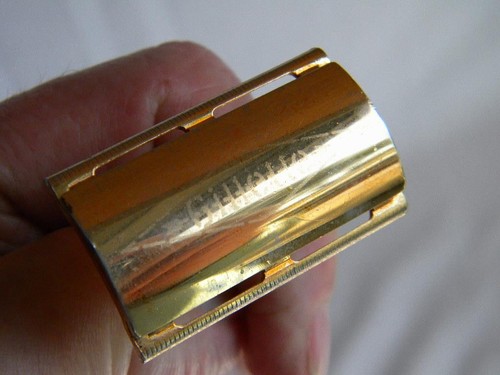Vintage Gillette Safety Razor~3 Piece Gold Plated~Patent NOs On Package~No Code