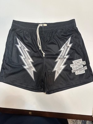 Eric Emanuel EE Basic Lightning Bolt Shorts Black White Cyber Monday Mesh Medium