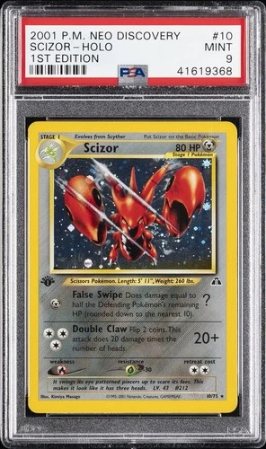 2001 POKEMON NEO DISCOVERY 1ST EDITION #10 SCIZOR-HOLO PSA 9