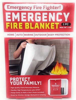 40''x40'' Emergency Fire Blanket, Provides up to 1076°F Heat Resistance for Home