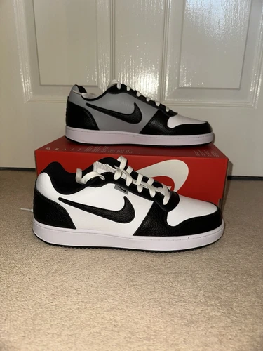 Nike Ebernon Low Prem bianco nero grigio taglia UK 9 NUOVE CON SCATOLA senza coperchio