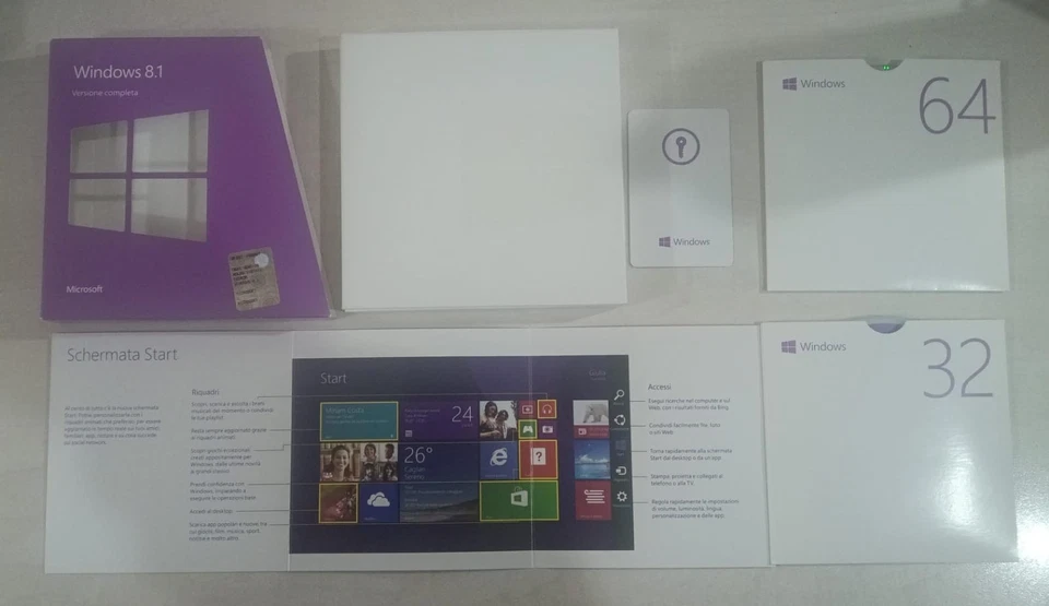 Sistema operativo Microsoft Windows 8.1 32/64 Bit completo/upgrade con Key Card - Immagine 2 di 4