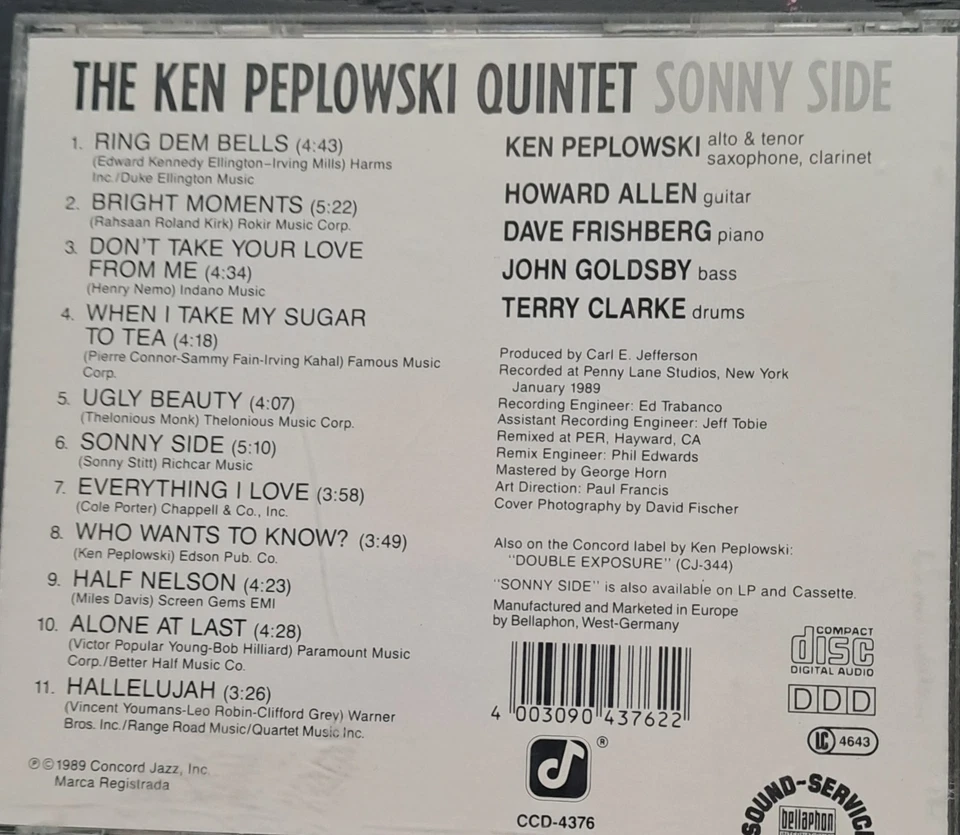 CD Ken Peplowski: Sonny SIde (signiert!) + Howard Alden / Dave Frishberg u.a - Bild 2 von 3