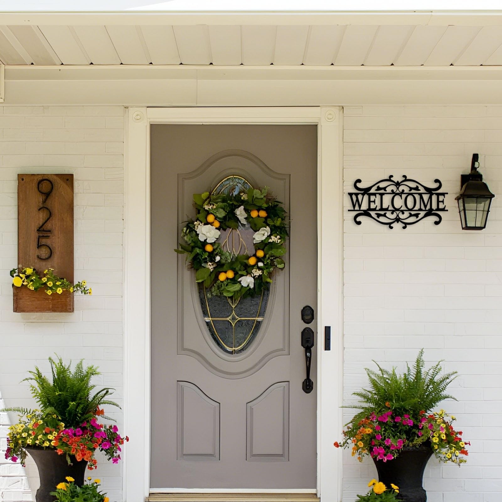 как выглядит AHYS Metal Welcome Sign for Front Door Welcome Door Sign Indoor Outdoor Black фото